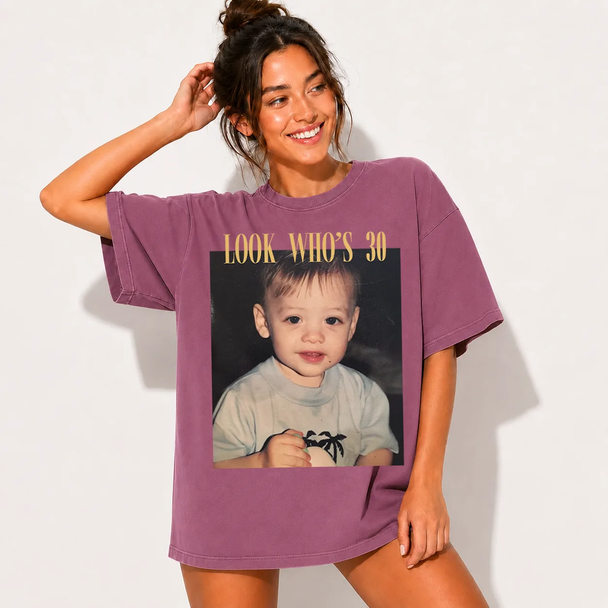 Personalized birthday shirt in Comfort Colors Berry