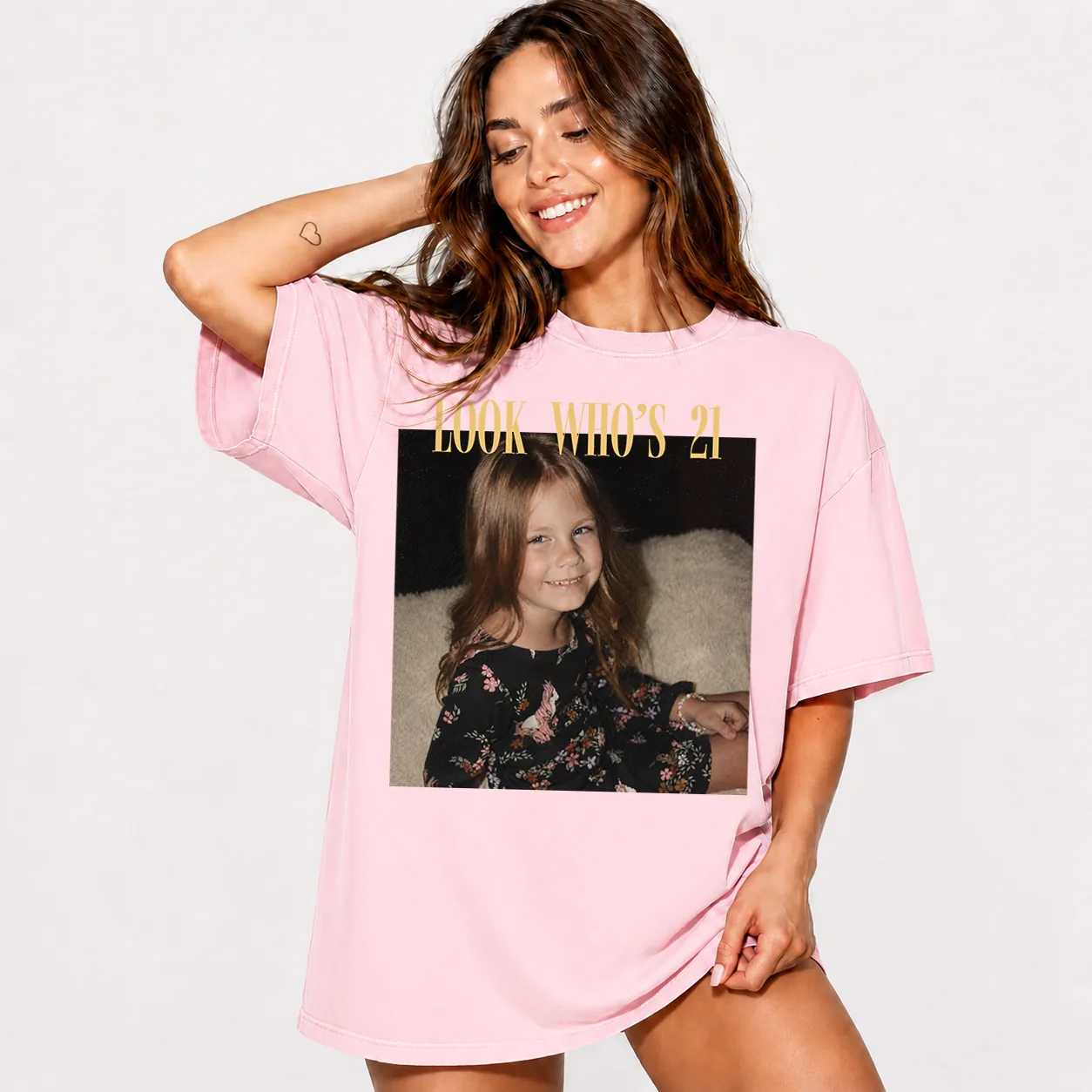 Personalized birthday shirt in Comfort Colors Blossom (soft pink)