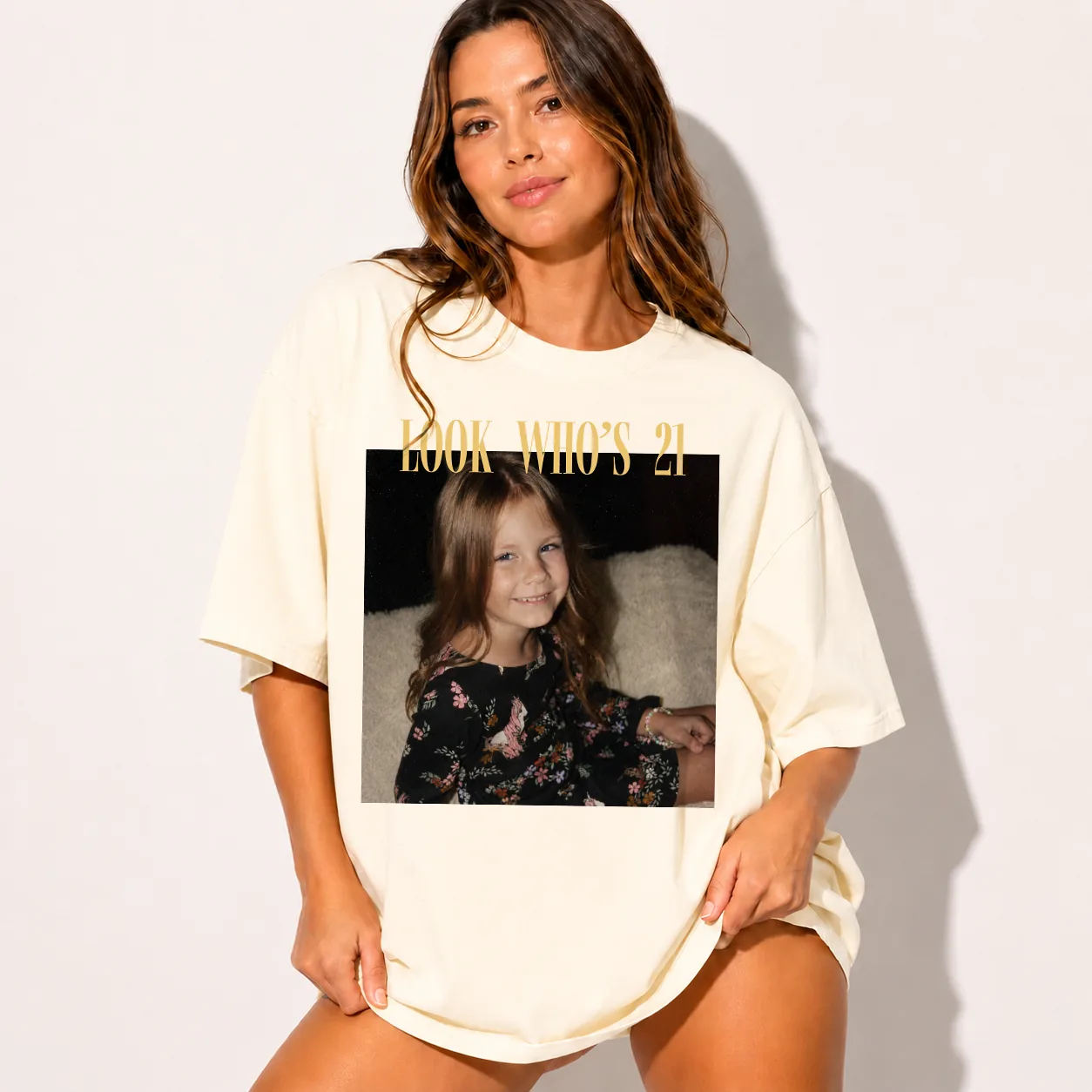 Personalized birthday shirt in Comfort Colors Ivory (cream)