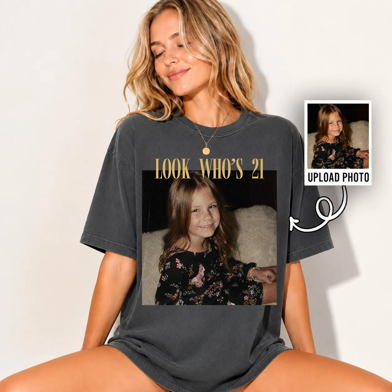 Personalized birthday shirt in Comfort Colors Pepper (charcoal grey)