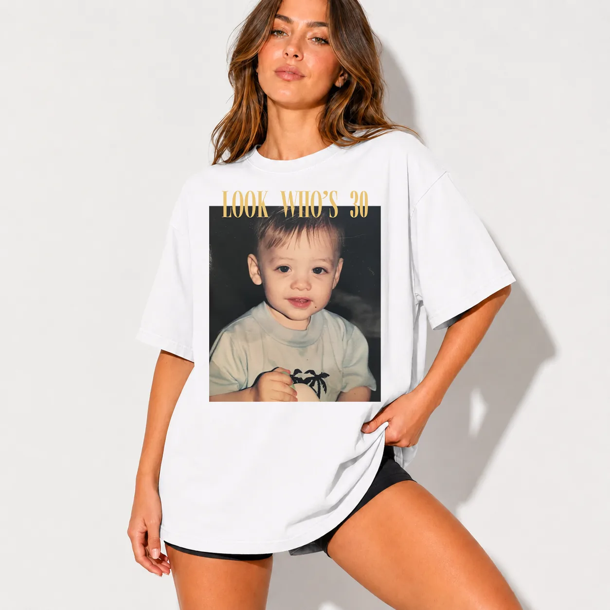 Personalized birthday shirt in Comfort Colors White