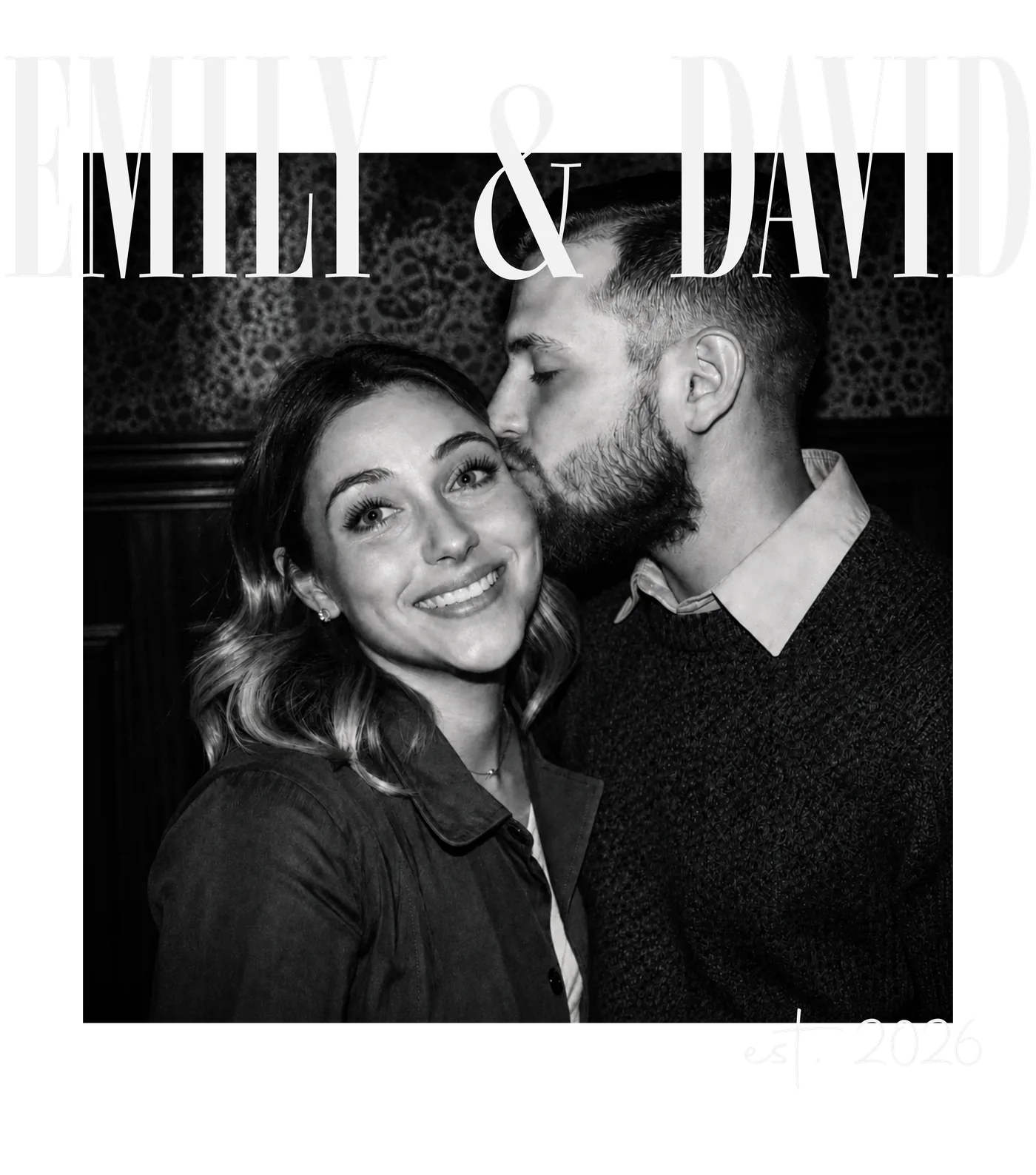 Personalized couples shirt with a custom photo, names, and established year